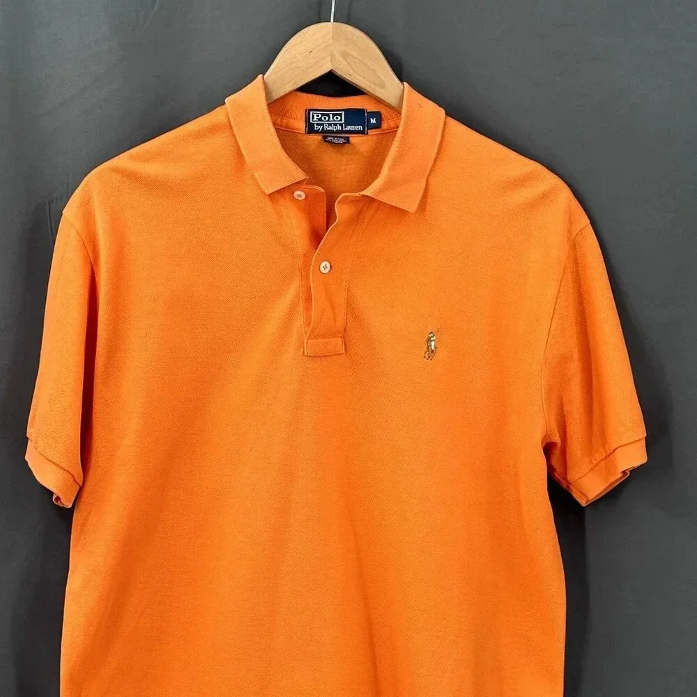 Polo Ralph Lauren Polo Mens Medium M Orange Short Sleeve Shirt‎ Embroidered Pony